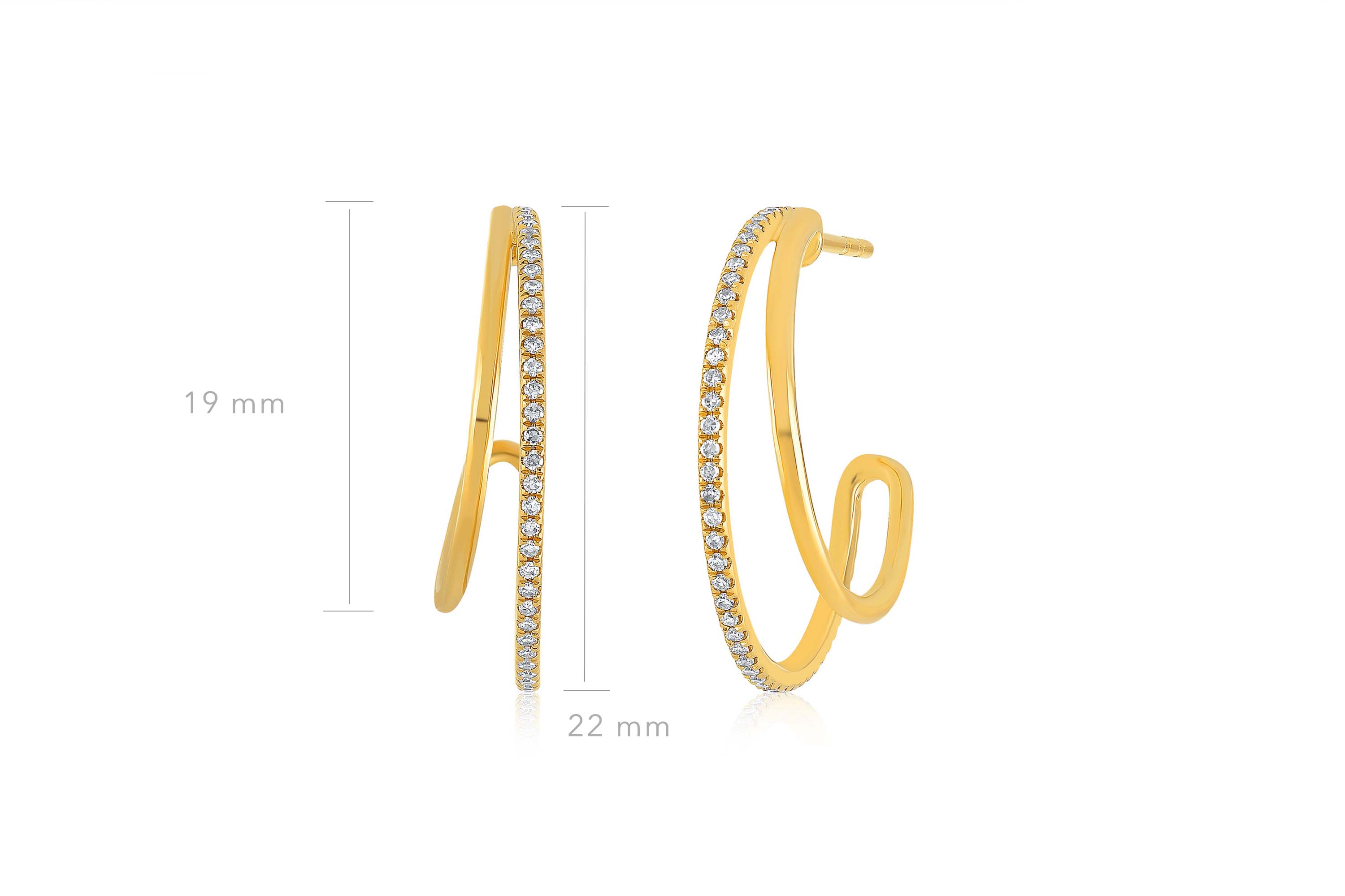 Diamond And Gold Double Hoop Earring