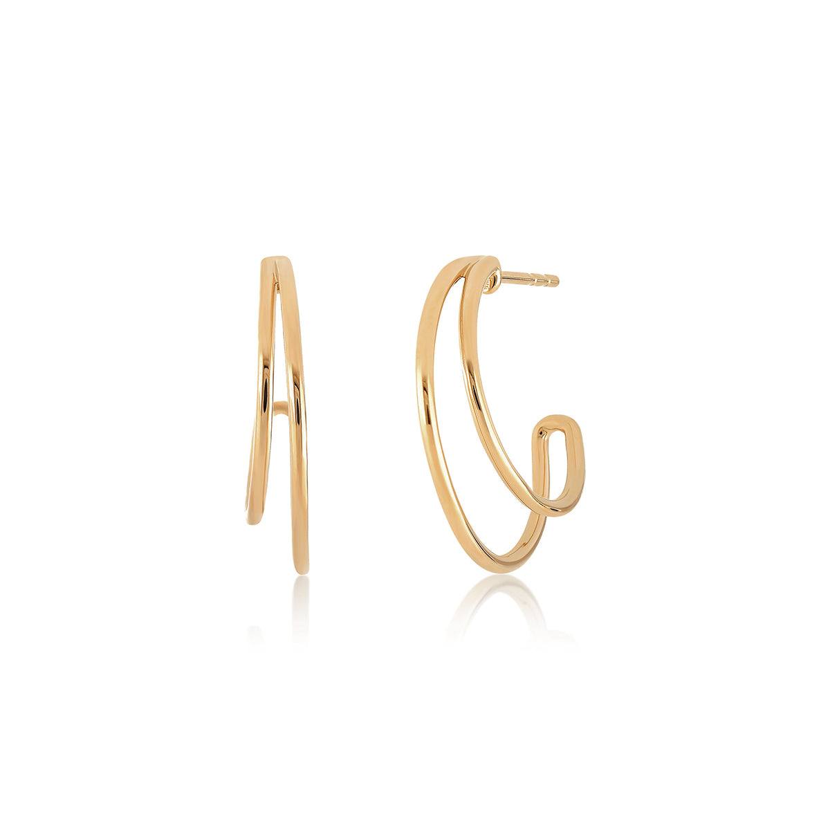 Gold Double Hoop Earrings in 14k rose gold
