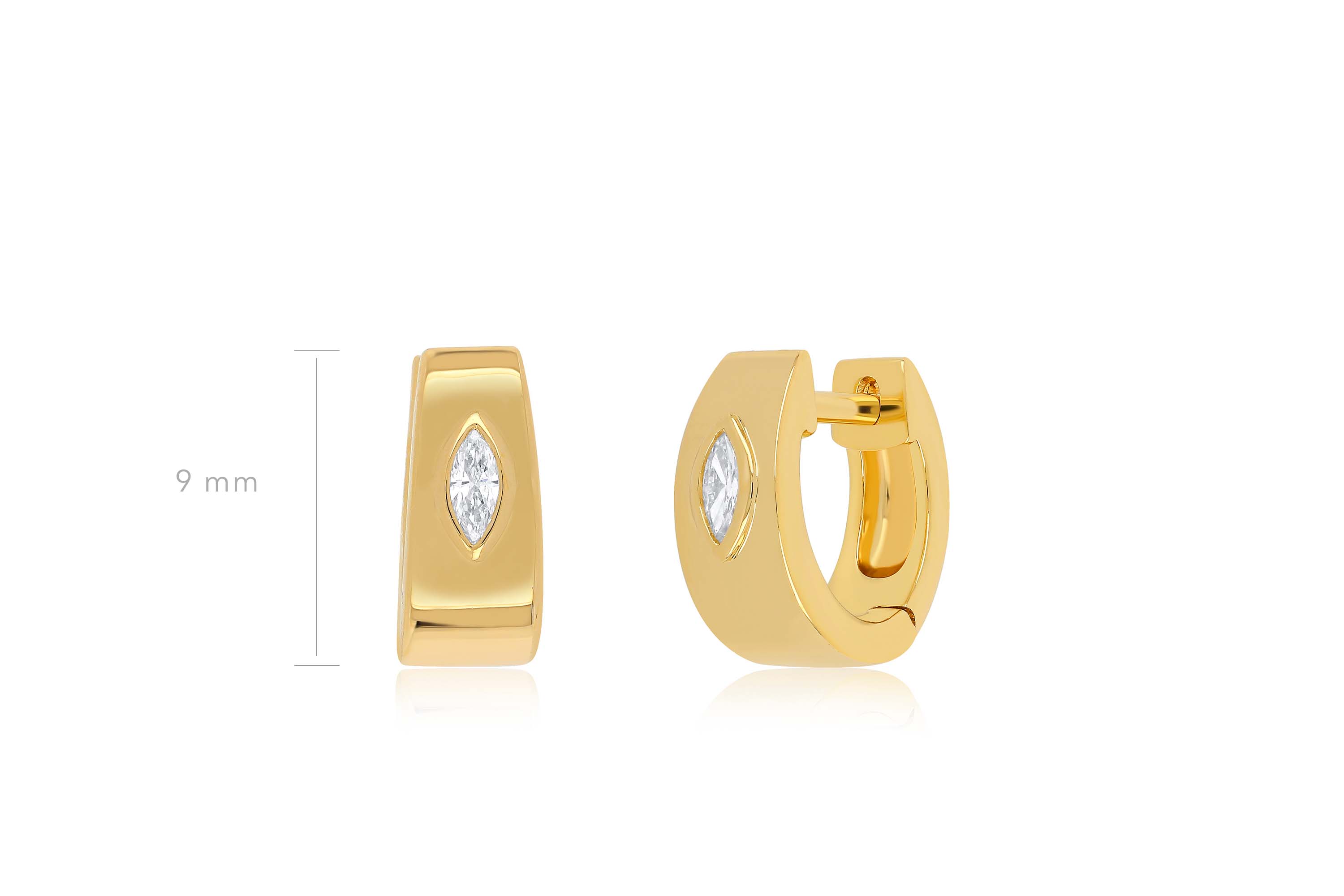 Jumbo Huggie With Diamond Marquise Center Earring
