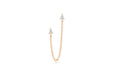 Single Double Pear Diamond Chain Stud Earring in 14k rose gold