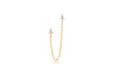 Single Double Pear Diamond Chain Stud Earring in 14k yellow gold