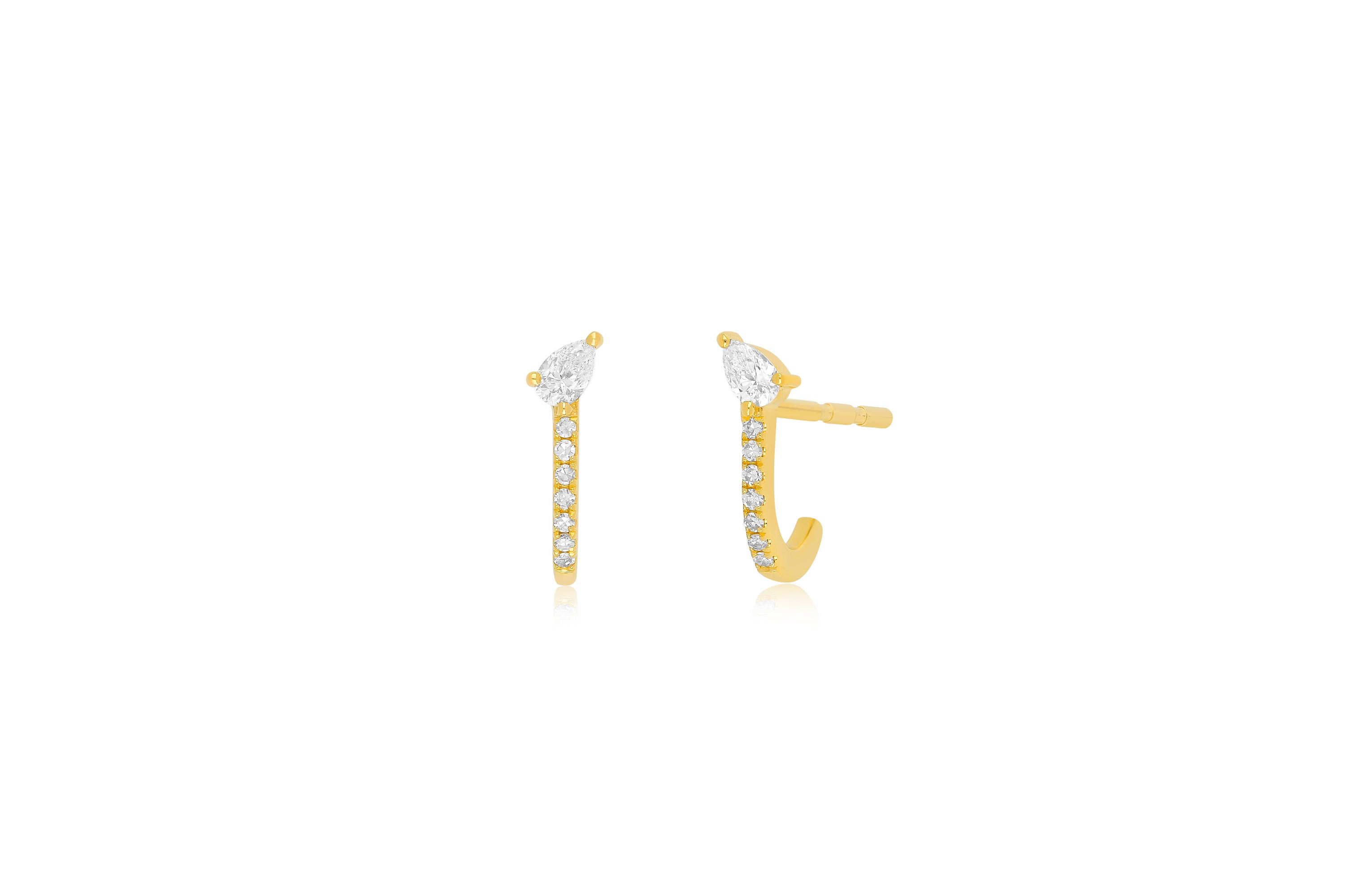 Diamond Pear-fect Huggie Earring in 14k yellow gold