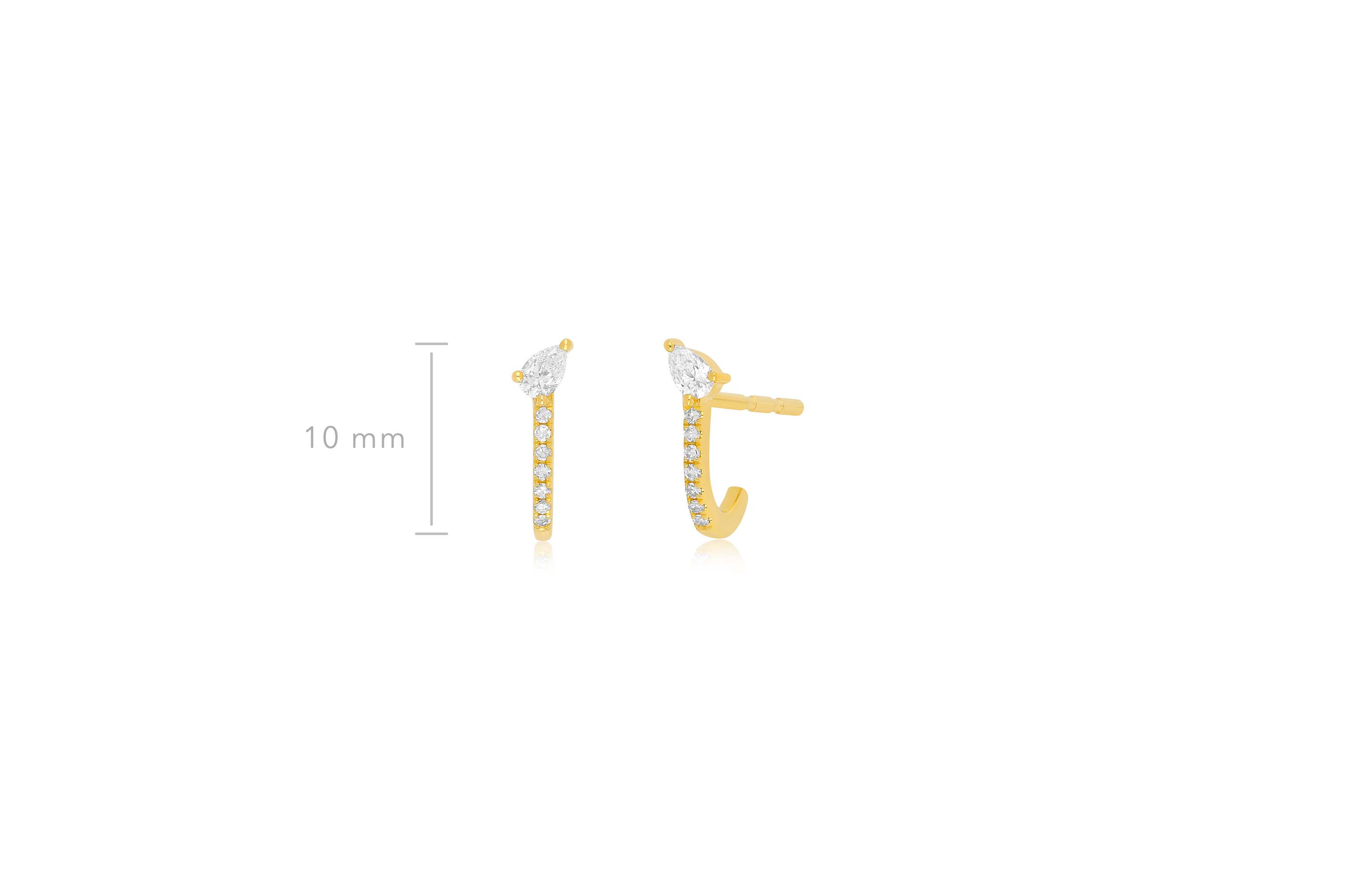 Diamond Pear-fect Huggie Earring in 14k yellow gold with 10mm height