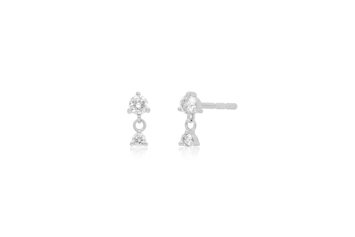 Prong Set Diamond Dangle Stud Earring