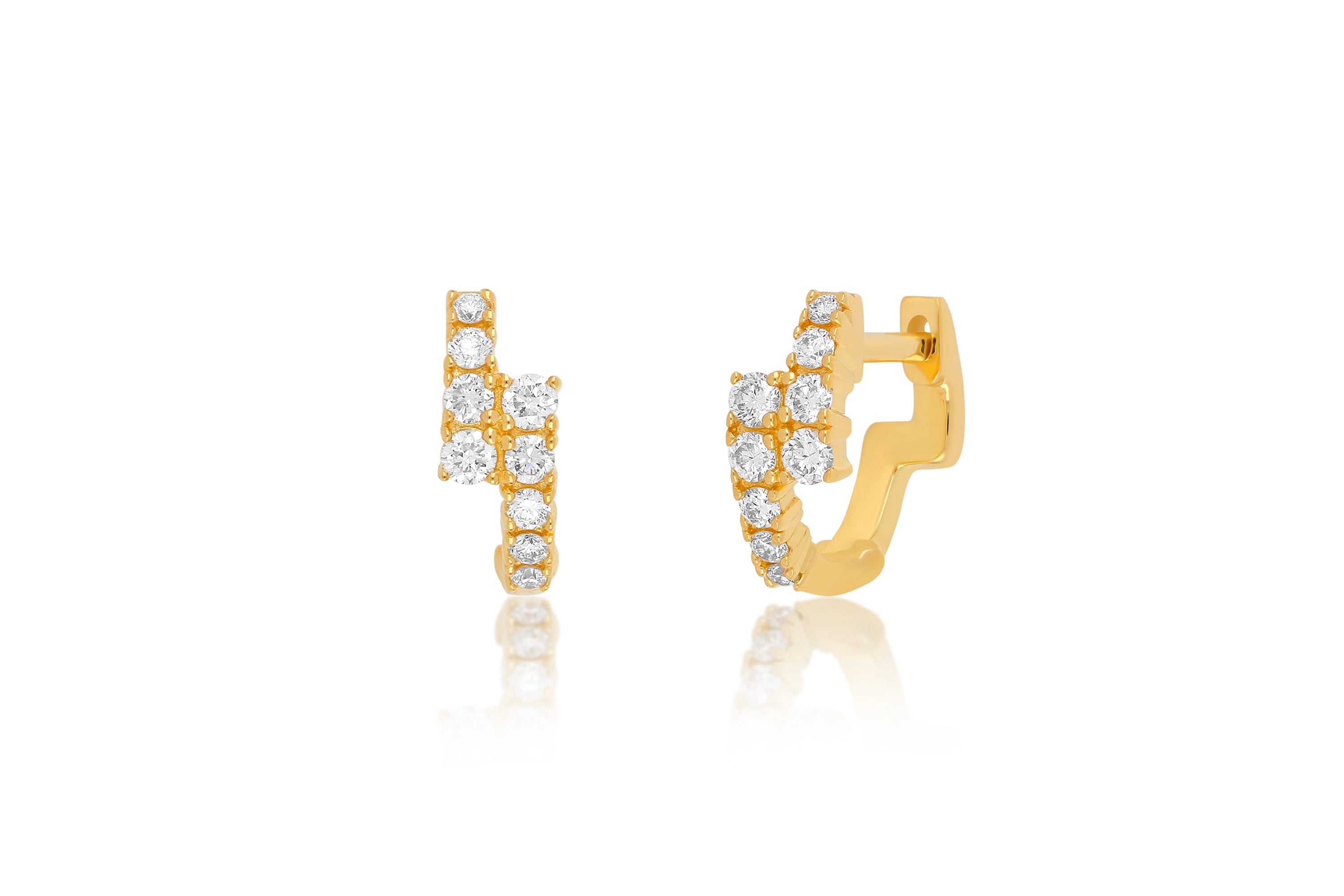 Diamond Marley Mini Huggie Earring in 14k yellow gold