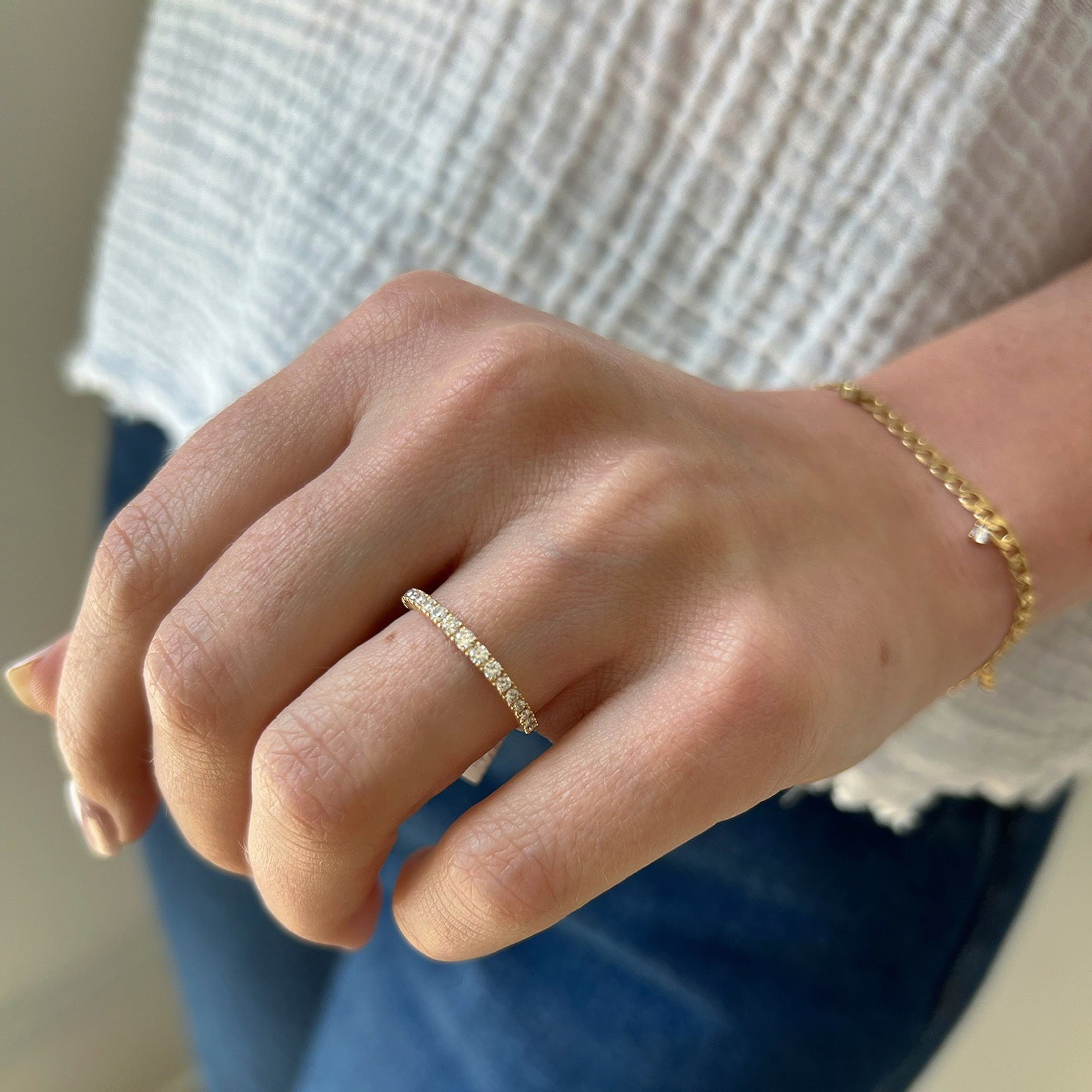 Full Cut Diamond Arc Stack Ring