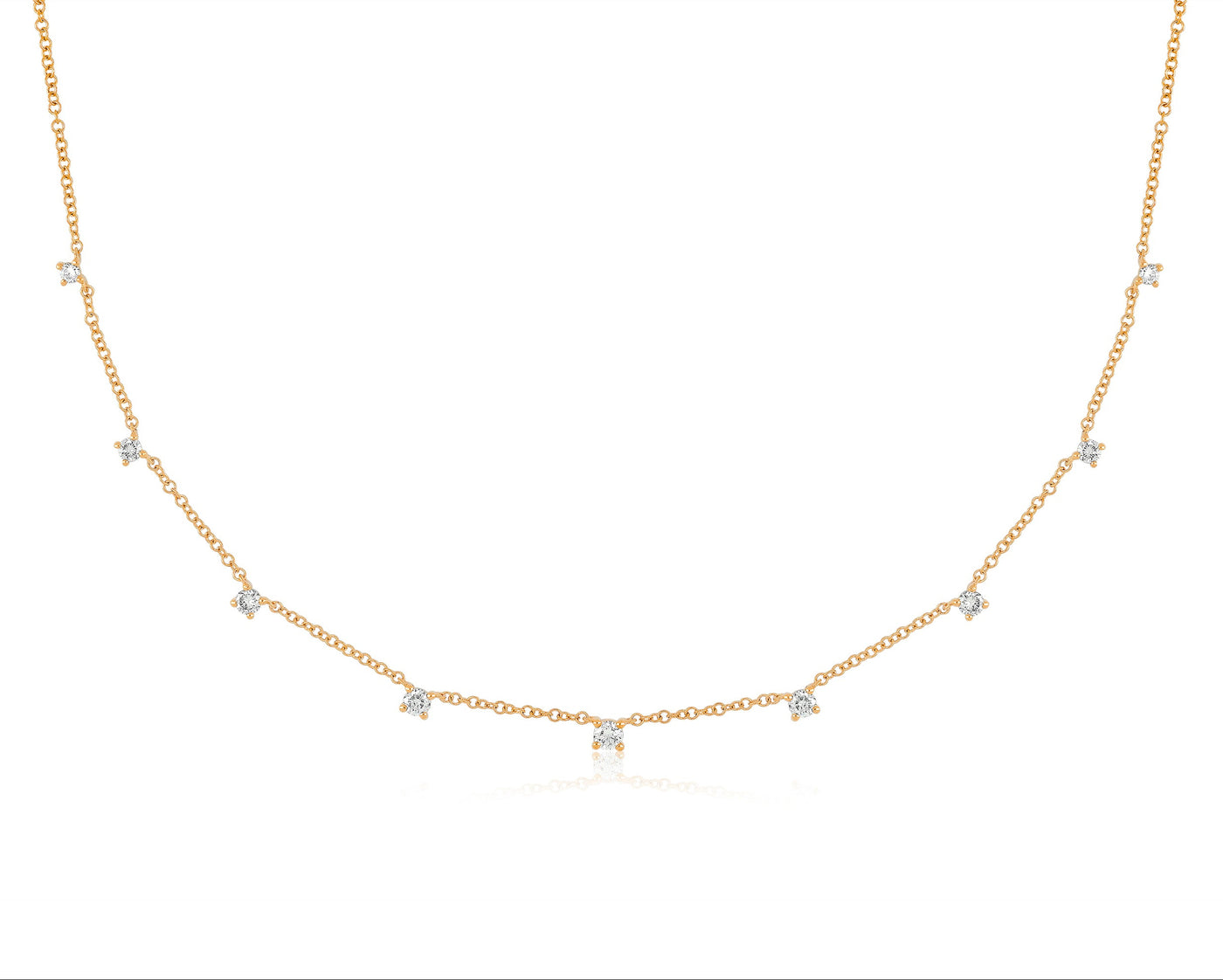 9 Prong Set Diamond Necklace in 14k rose gold
