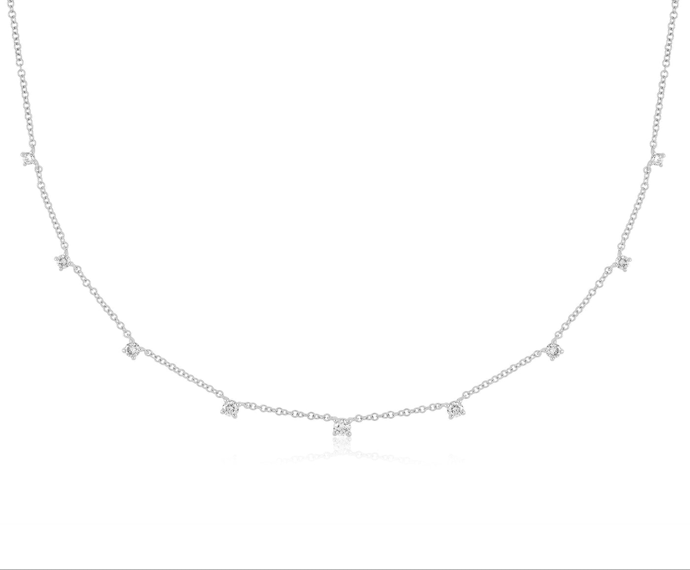 9 Prong Set Diamond Necklace in 14k white gold