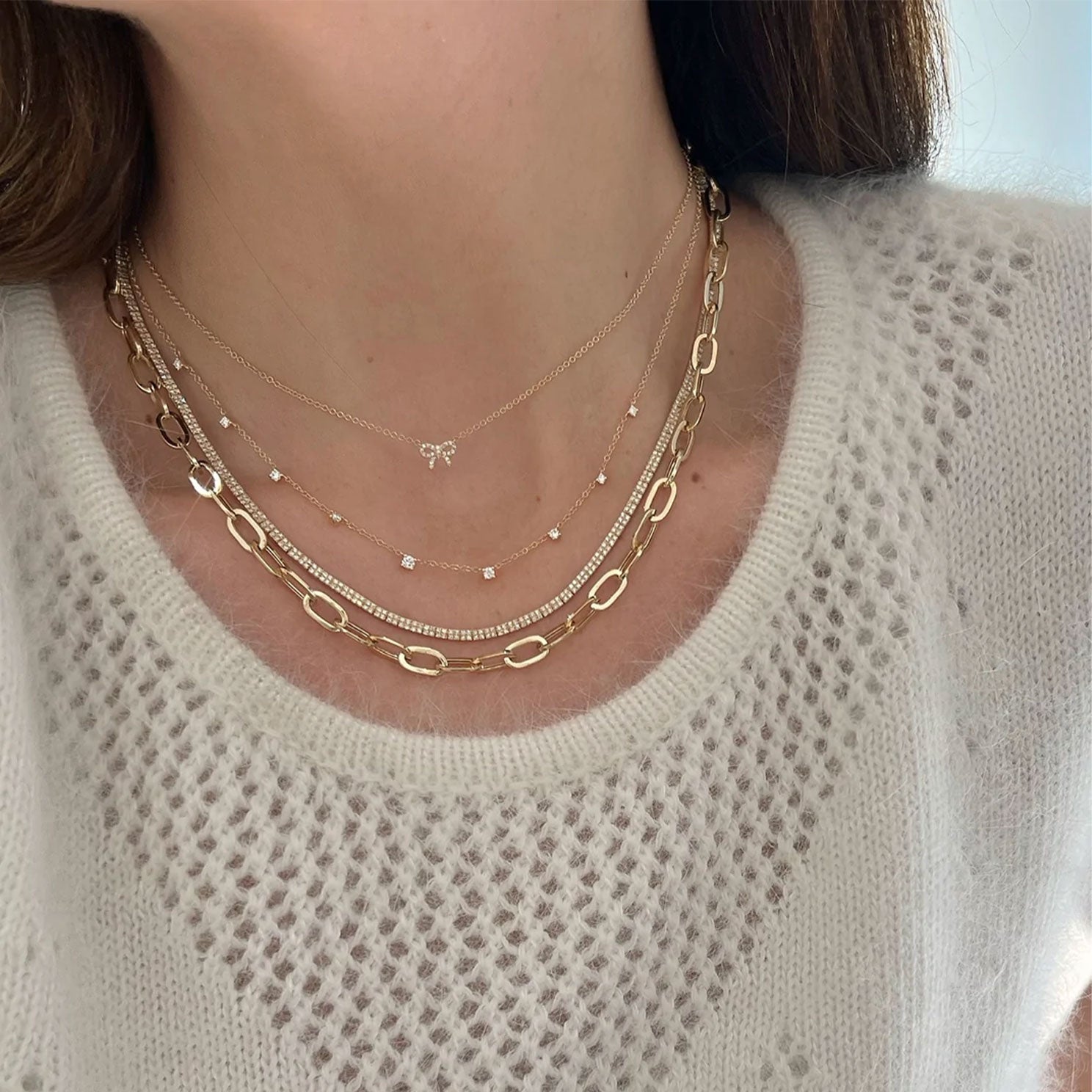 Obvious Choice Double Layer Diamond Necklace – Nicolette Fine Jewels