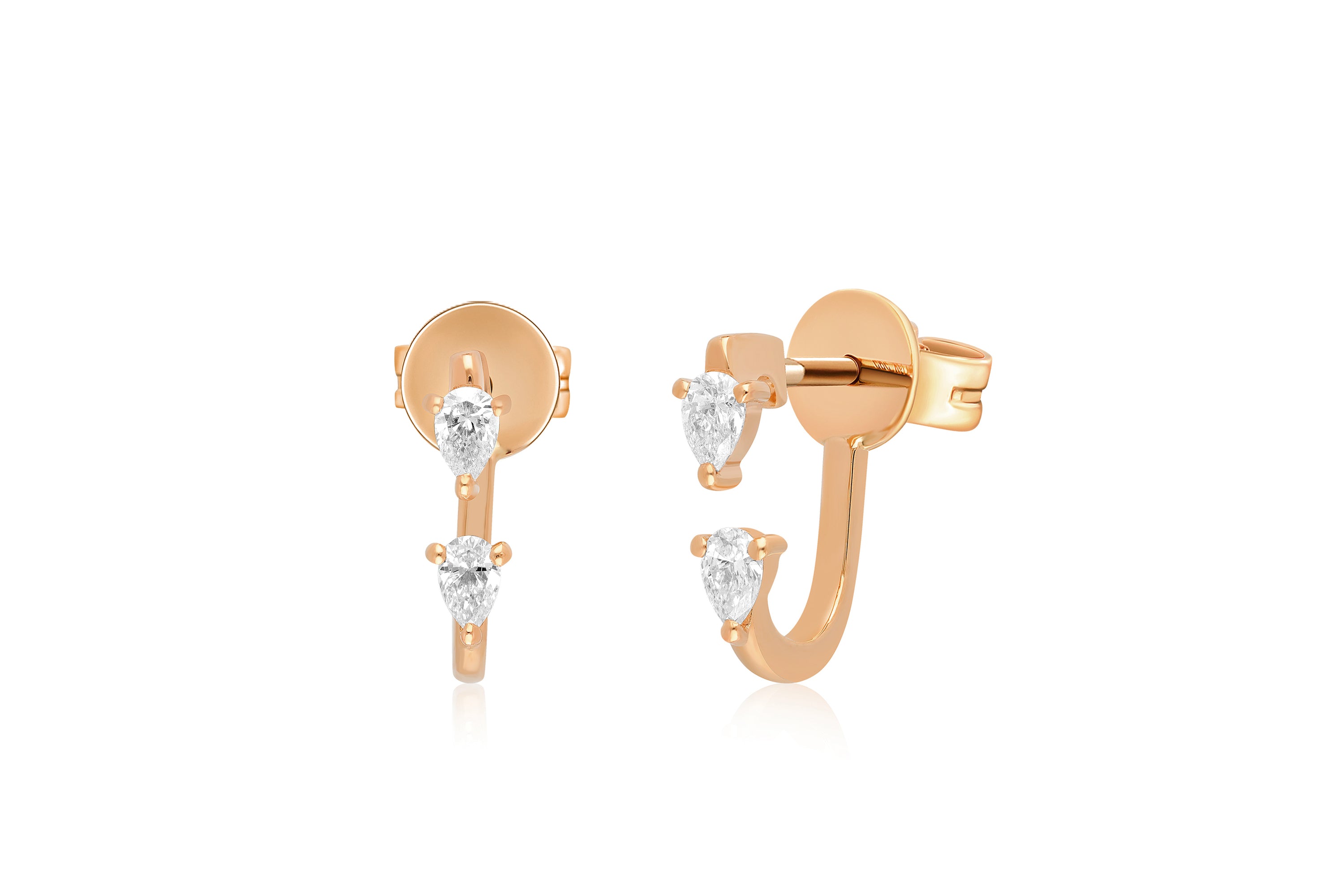 Double Pear Diamond Earring in 14k Rose Gold