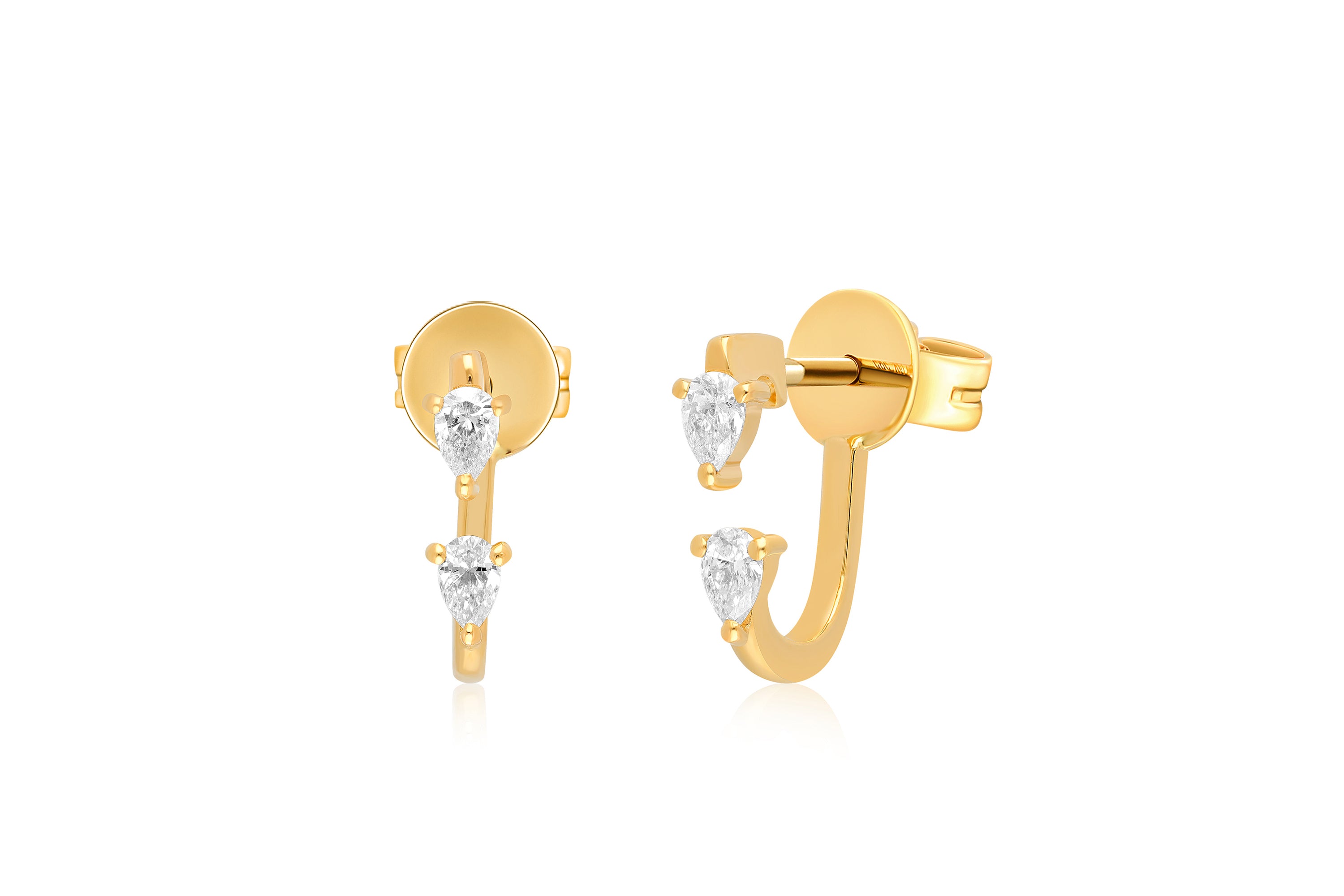 Double Pear Diamond Earring in 14k Yellow Gold