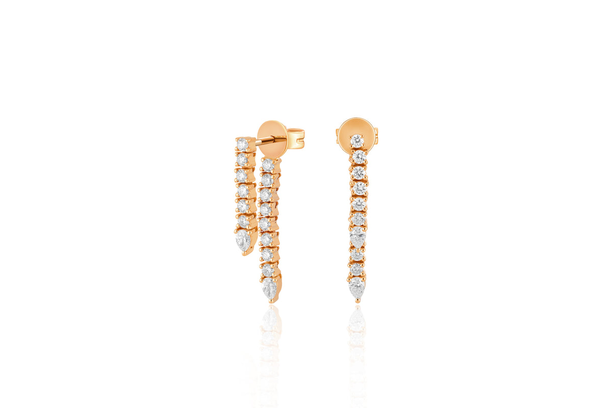 Diamond Teardrop Fringe Earring in 14k Rose Gold