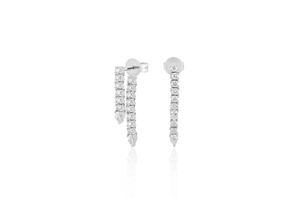 Diamond Teardrop Fringe Earring in 14k White Gold