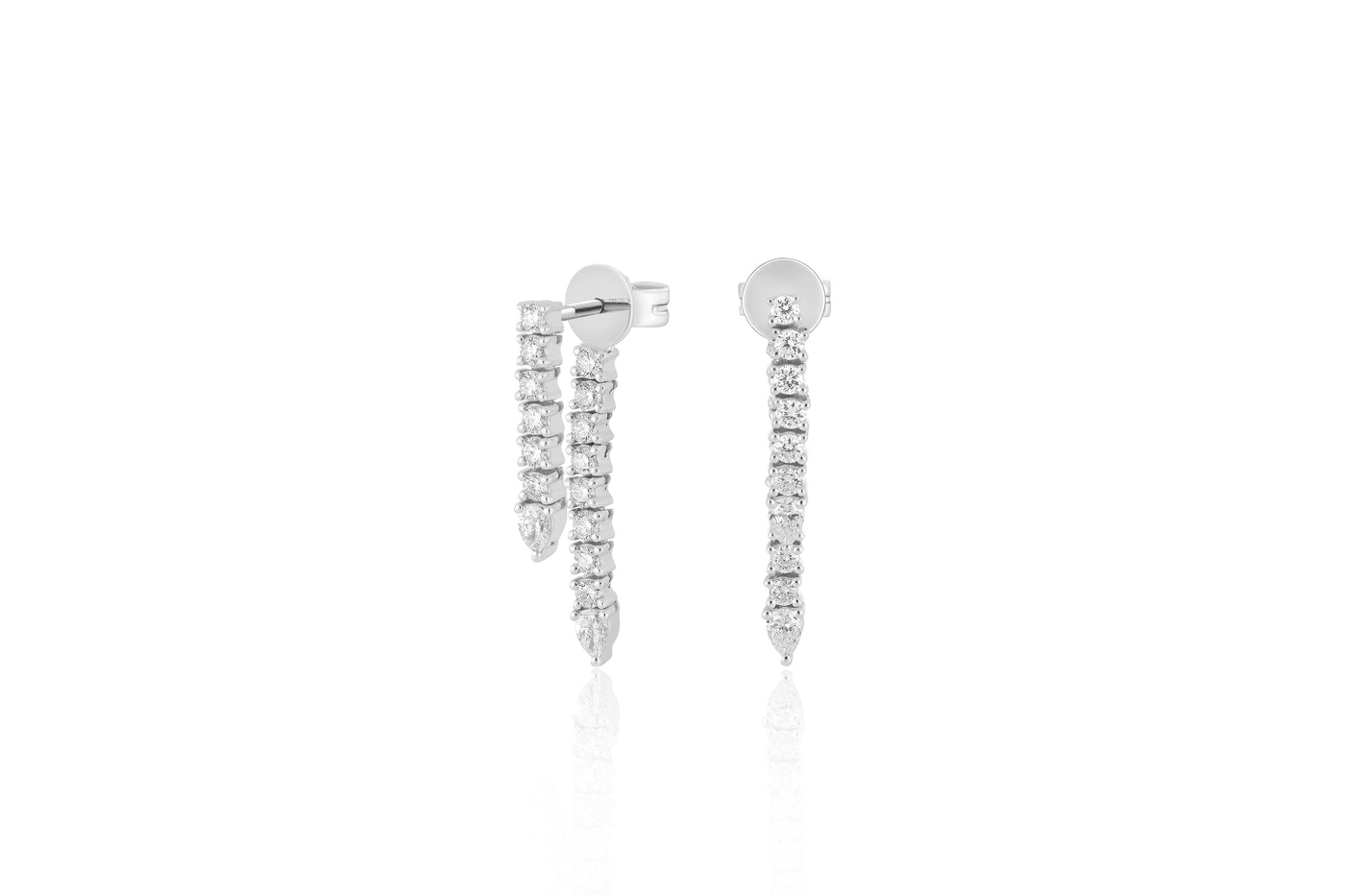 Diamond Teardrop Fringe Earring in 14k White Gold