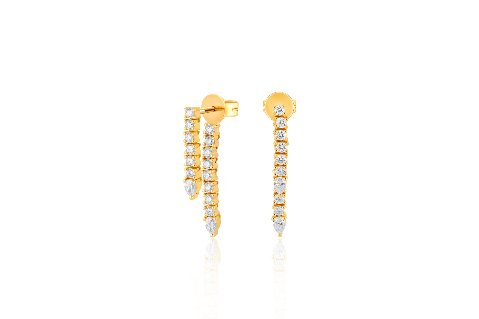Diamond Teardrop Fringe Earring in 14k Yellow Gold