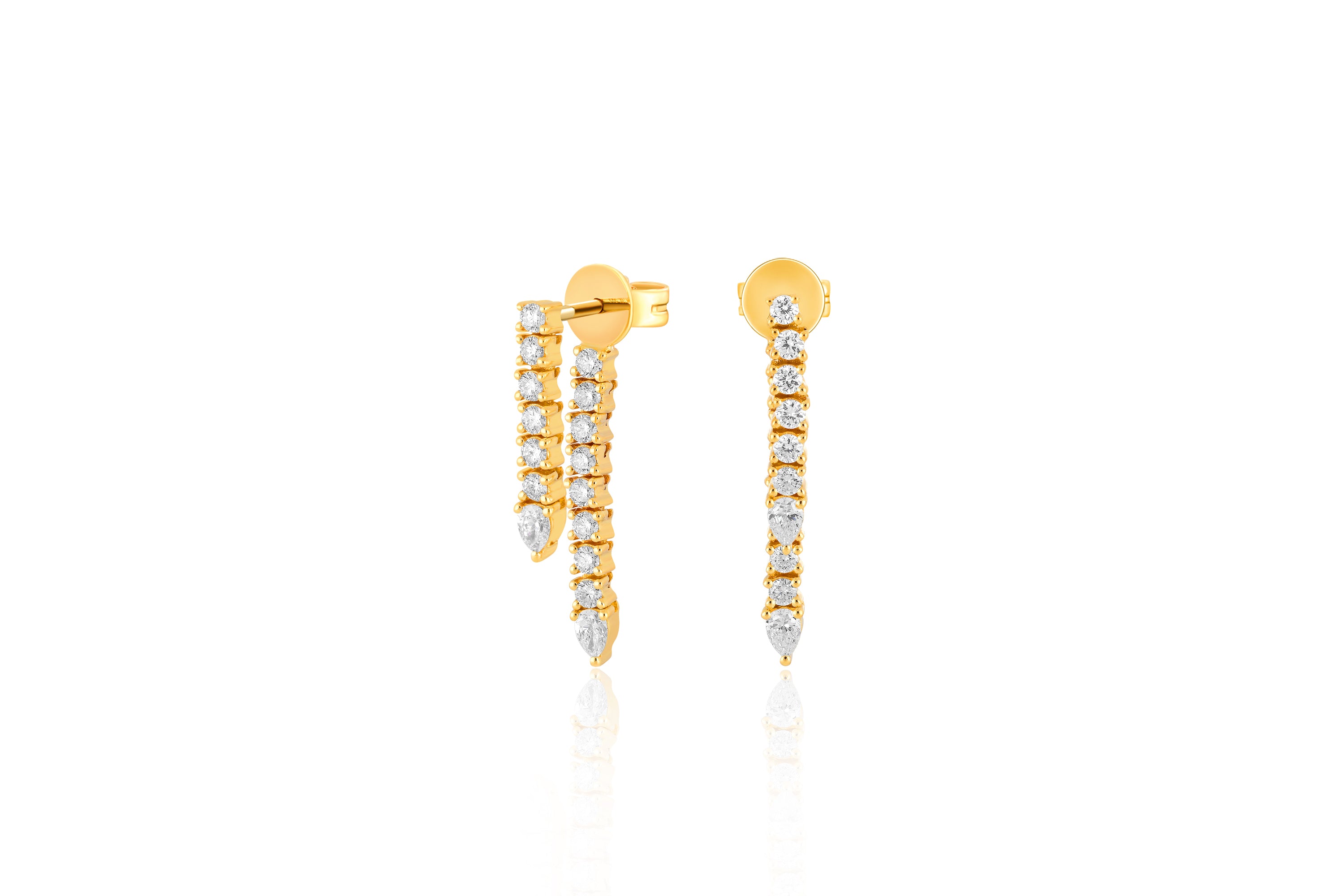 Diamond Teardrop Fringe Earring in 14k Yellow Gold
