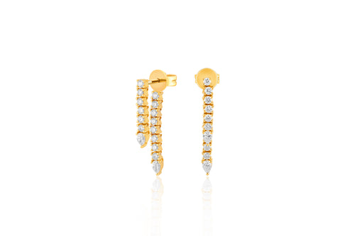 Diamond Teardrop Fringe Earring in 14k Yellow Gold