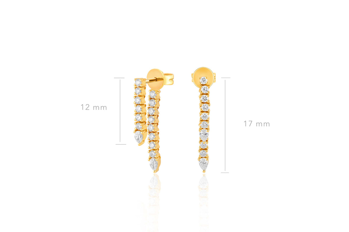 Diamond Teardrop Fringe Earring in 14k Yellow Gold