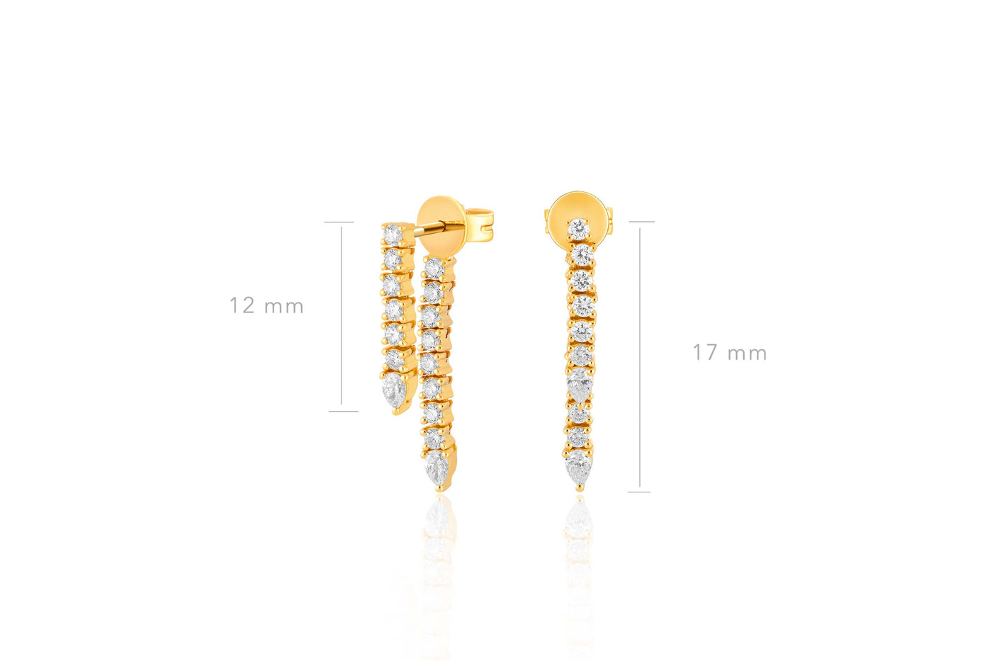 Diamond Teardrop Fringe Earring in 14k Yellow Gold