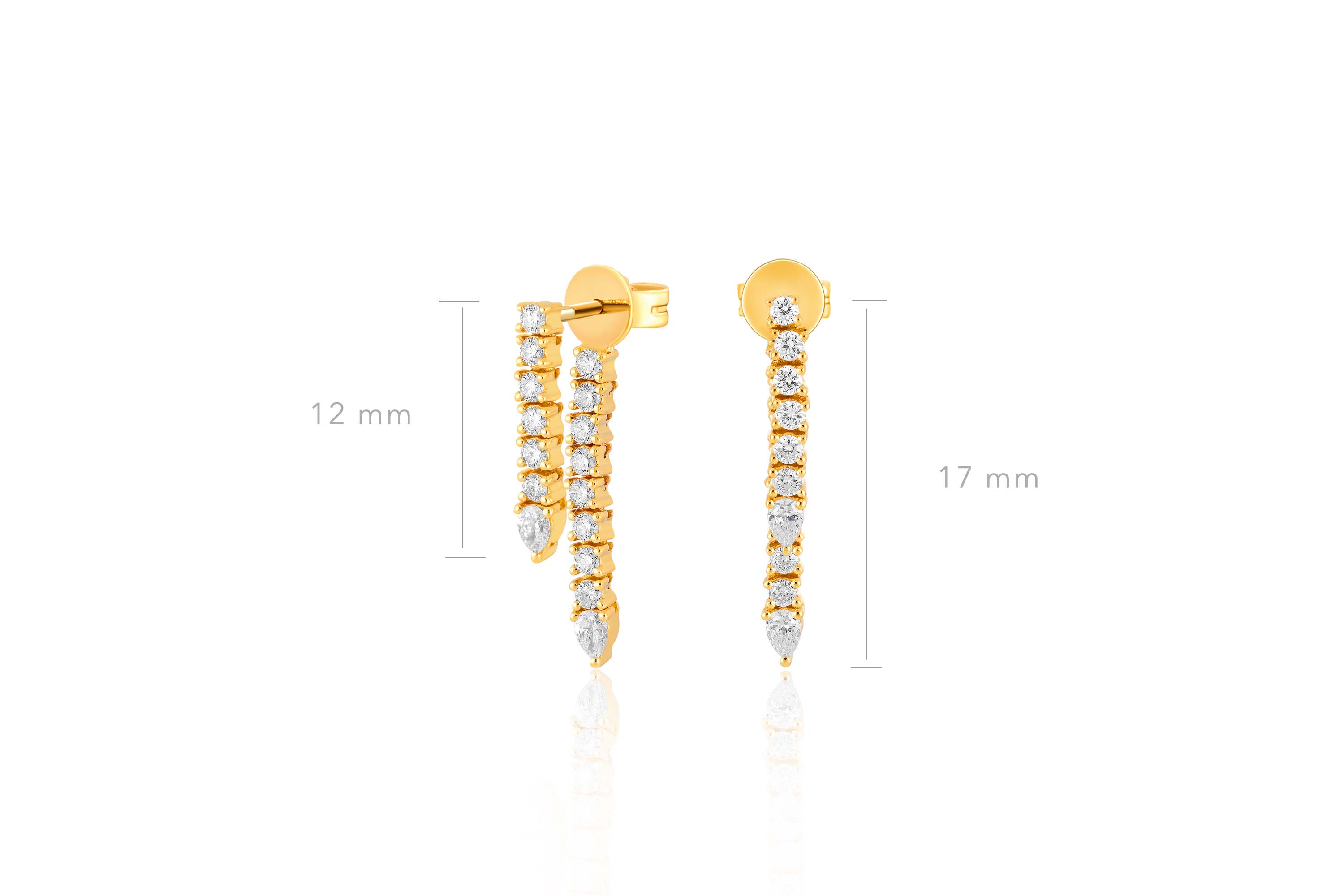 Diamond Teardrop Fringe Earring in 14k Yellow Gold