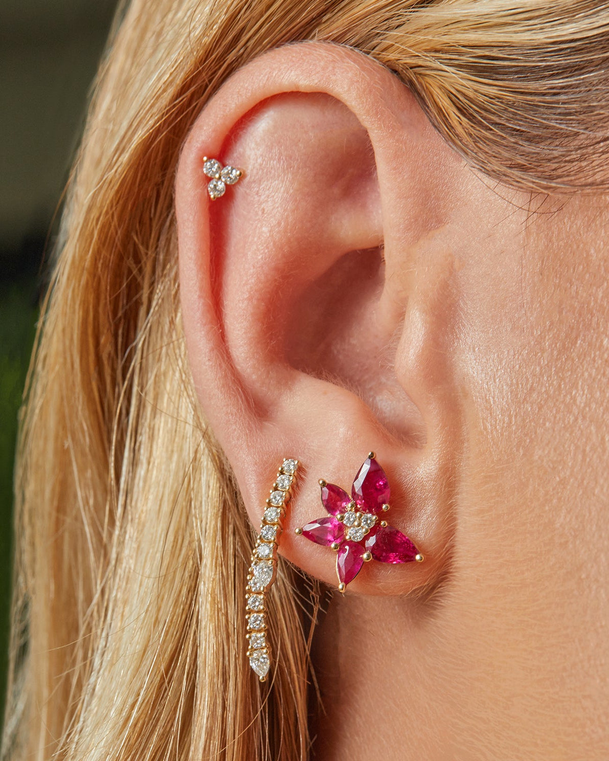 Diamond Trio Stud Earring