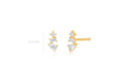 Multi Faceted Diamond Stud Earring in 14k yellow gold with size diagram of 6.5mm earring height