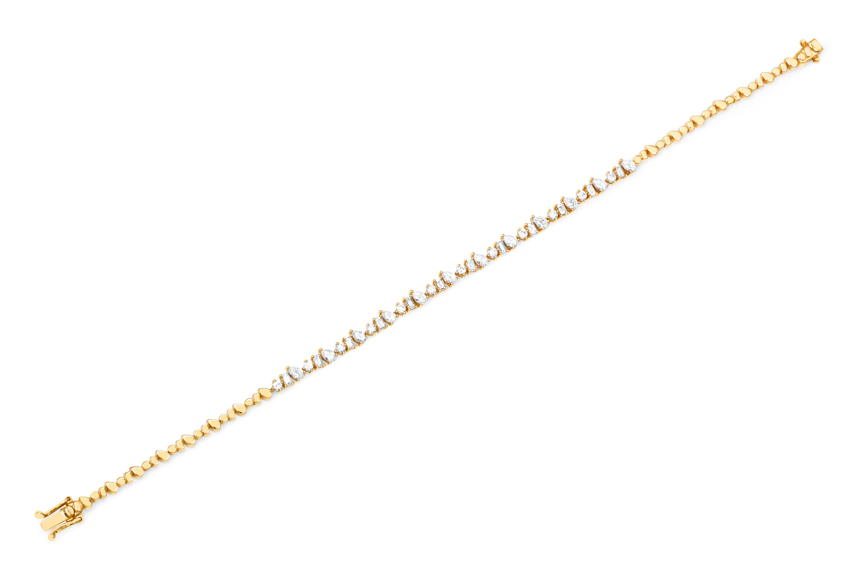 Diamond Multifaceted Eternity Bracelet in 14k yellow gold
