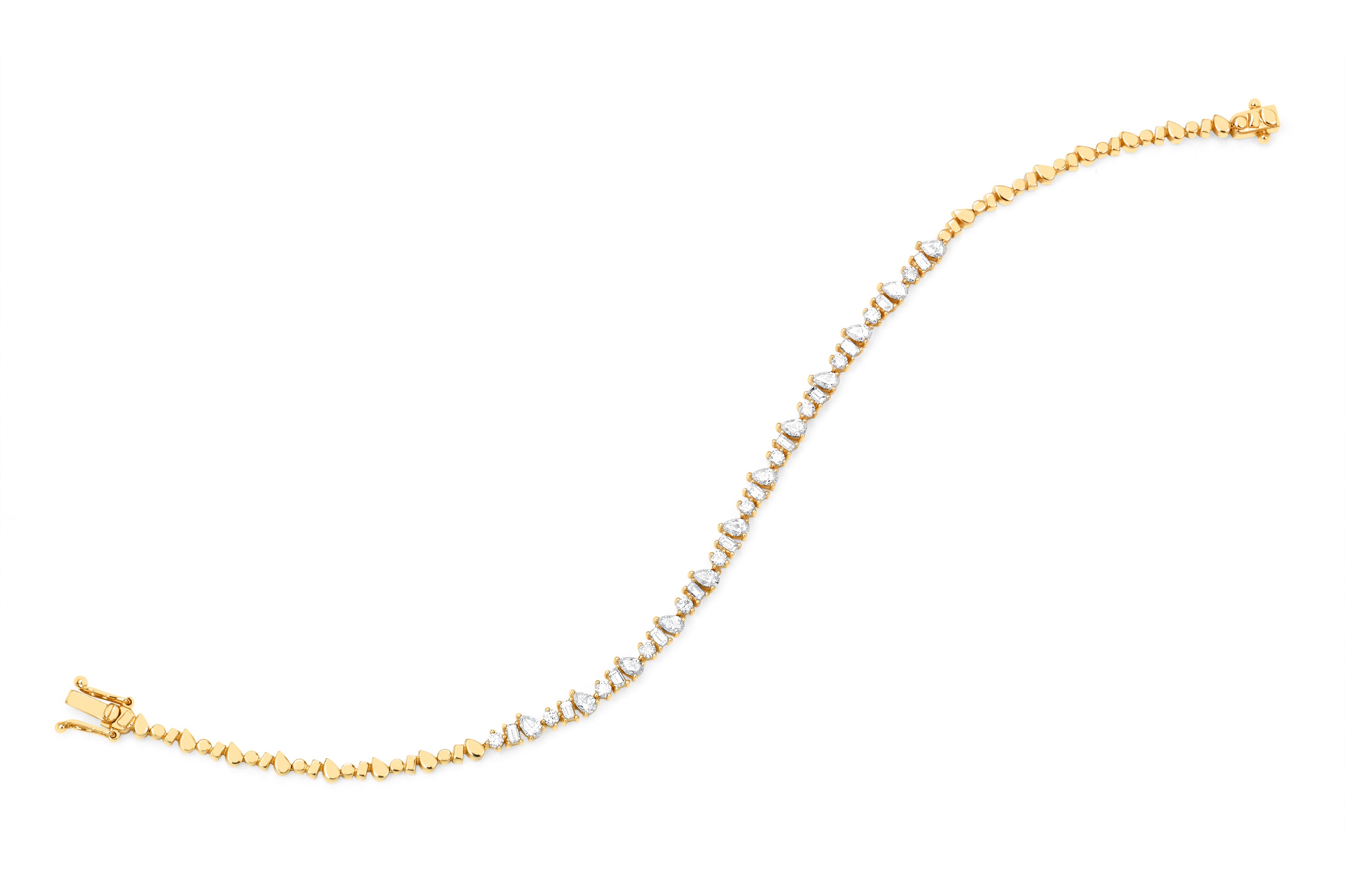 Diamond Multifaceted Eternity Bracelet in 14k yellow gold