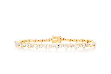 Diamond Multifaceted Eternity Bracelet in 14k yellow gold