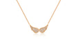 14k (karat) rose gold necklaces with double angel wings encrusted with diamonds