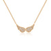 14k (karat) rose gold necklaces with double angel wings encrusted with diamonds