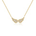 14k (karat) yellow gold necklaces with double angel wings encrusted with diamonds