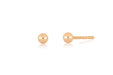 14k (karat) rose gold ball stud earring measuring 3mm in height and width
