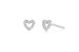 14k (karat) white gold open heart-shaped stud earring with diamonds
