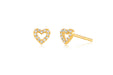 14k (karat) yellow gold open heart-shaped stud earring with diamonds