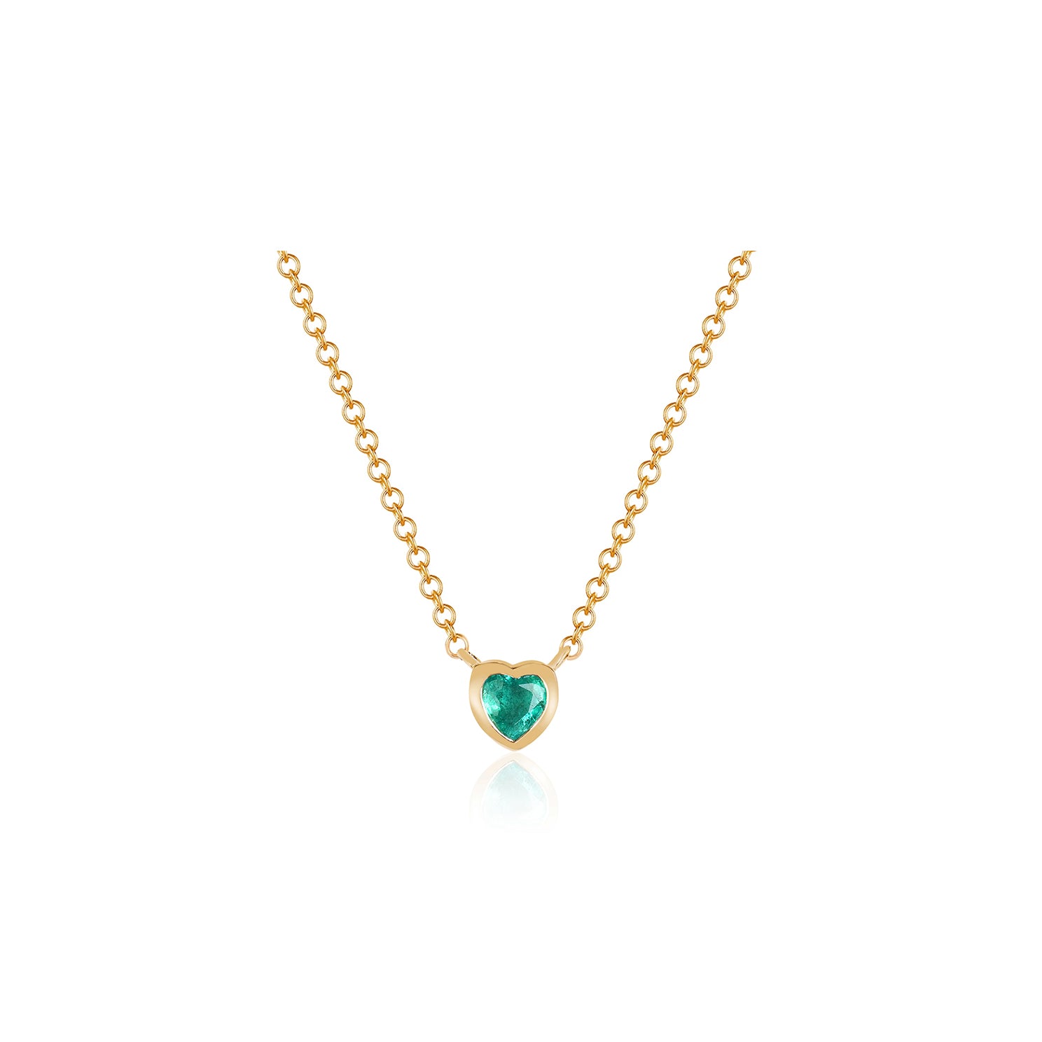 Emerald Heart Necklace in 14k rose gold