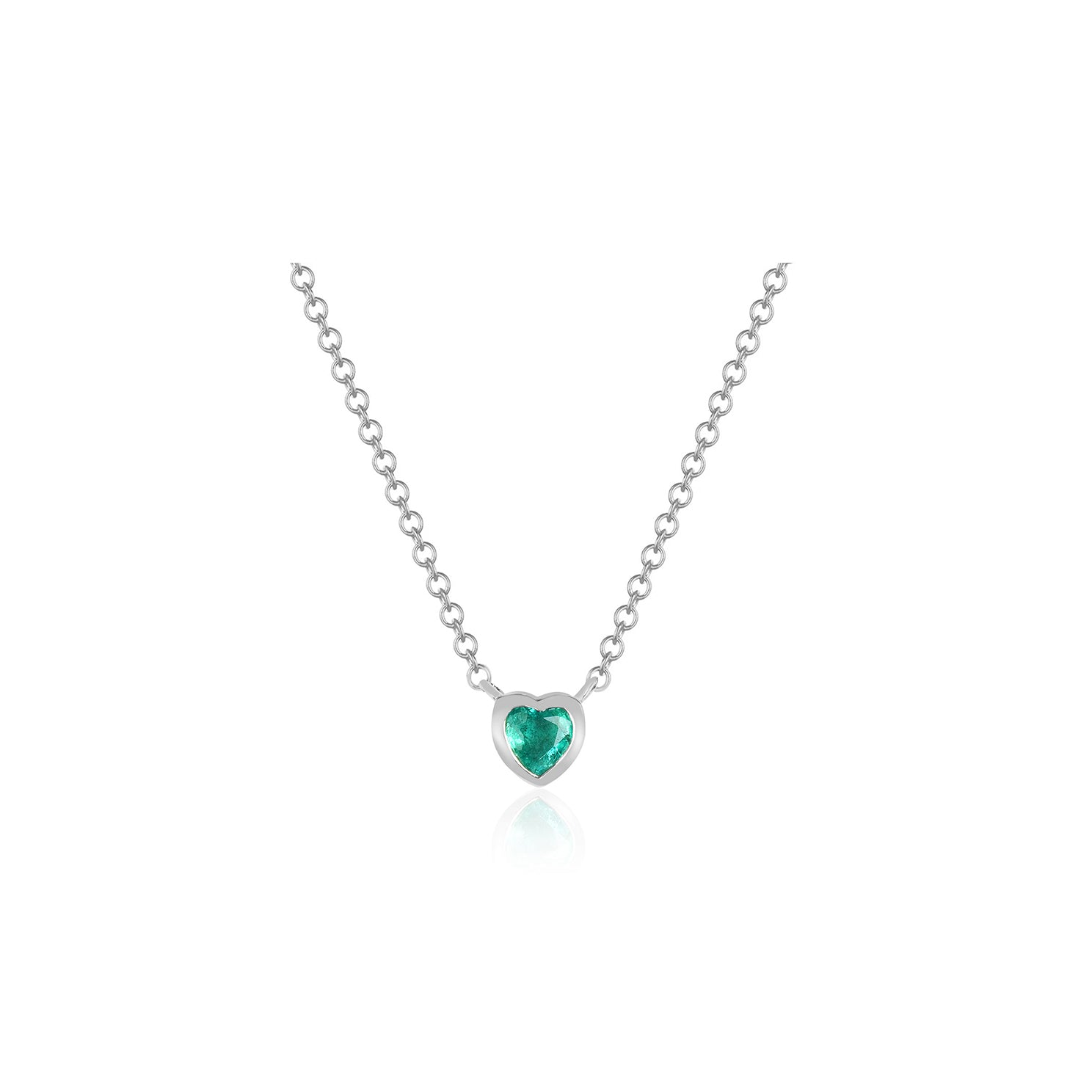 Emerald Heart Necklace in 14k white gold