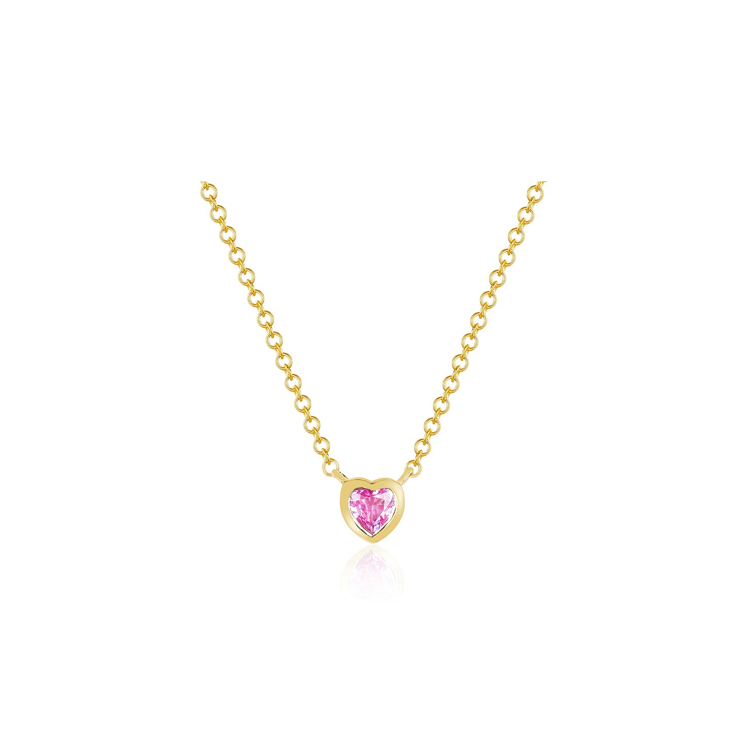 Buy Natural Pink Sapphire Heart Necklace in 14k Solid Gold | Chordia Jewels