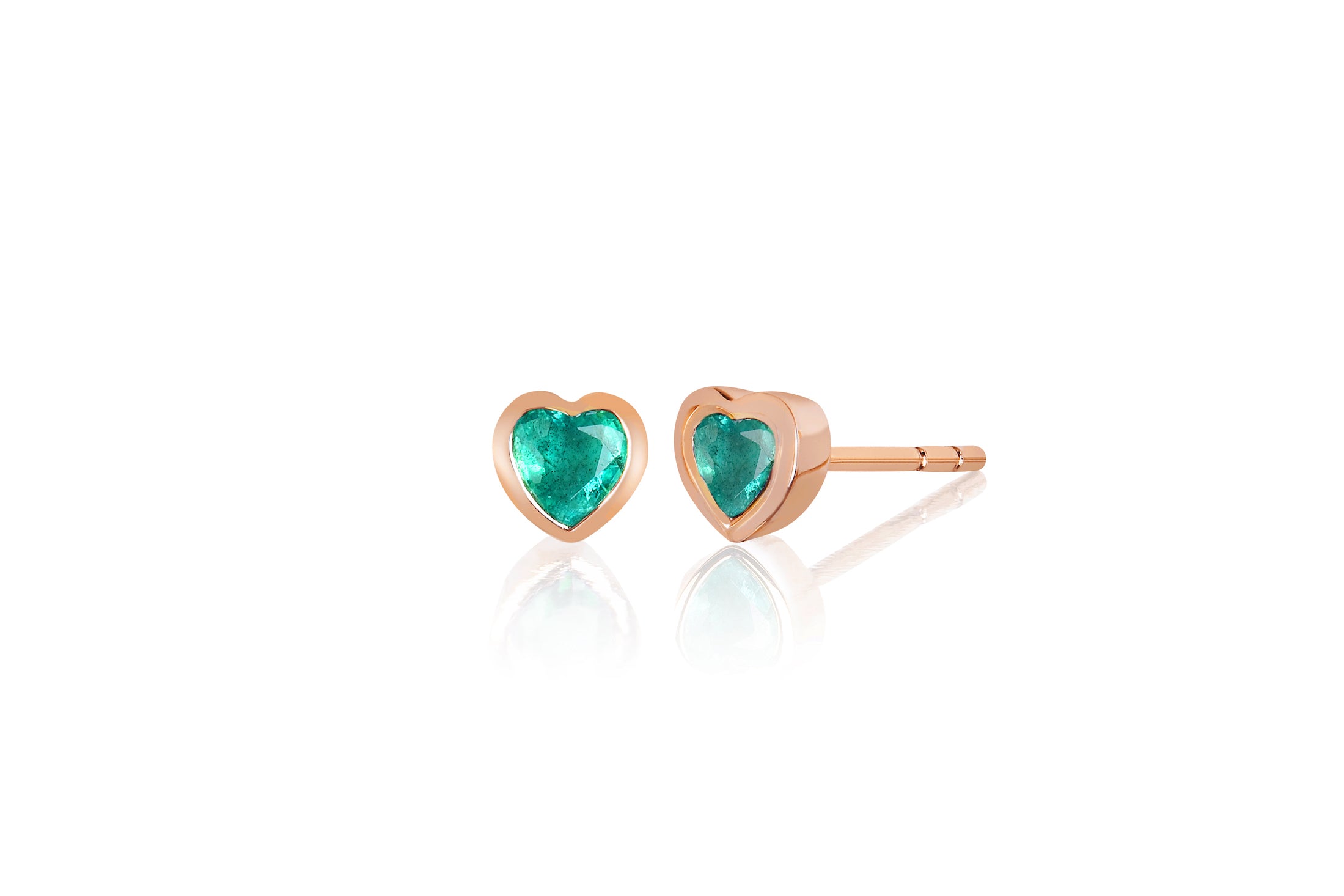 14k Yellow Gold Created Emerald Heart Shape Stud Earrings for Women with  Push Backs 5mm May Birthstone by MAX + STONE - Walmart.com