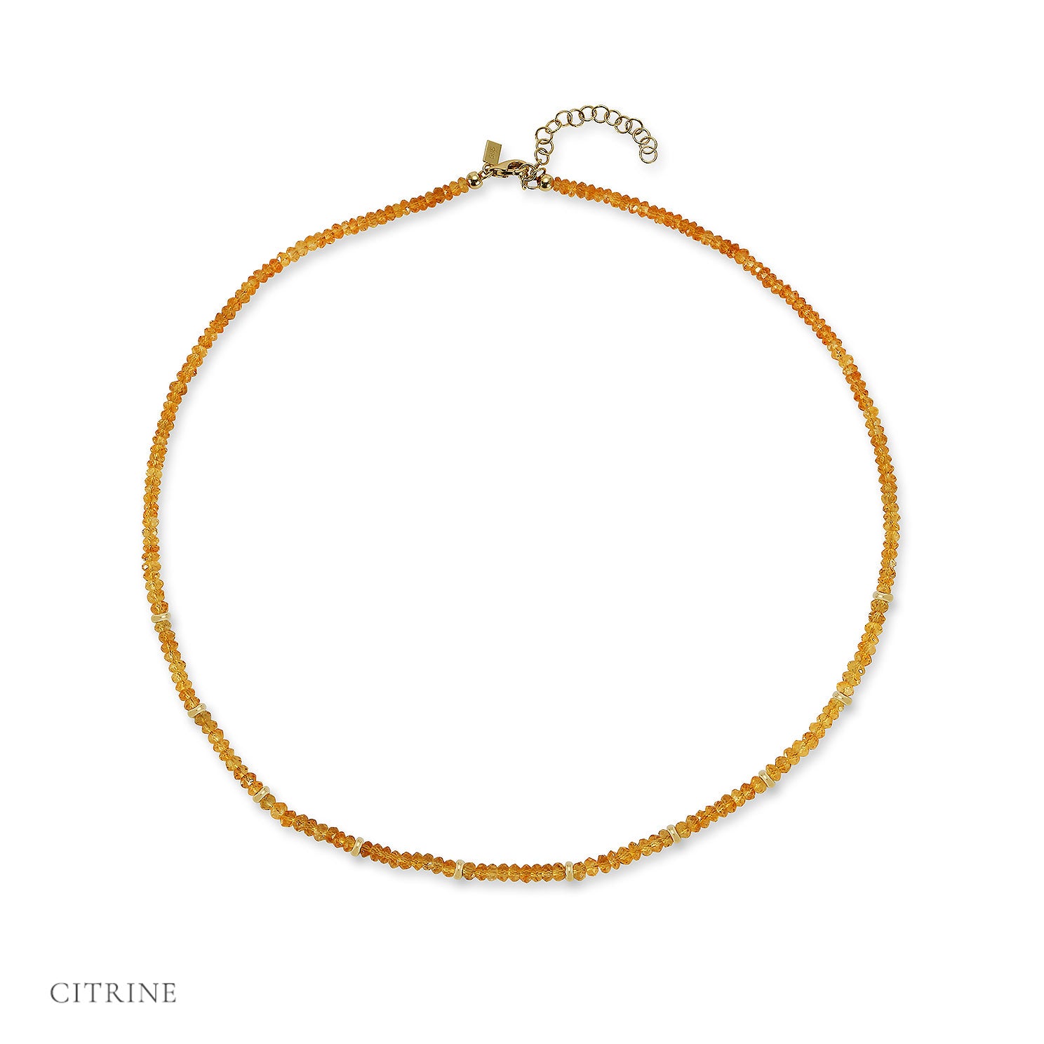 Birthstone Bead Necklace In Citrine with 14k yellow gold chain