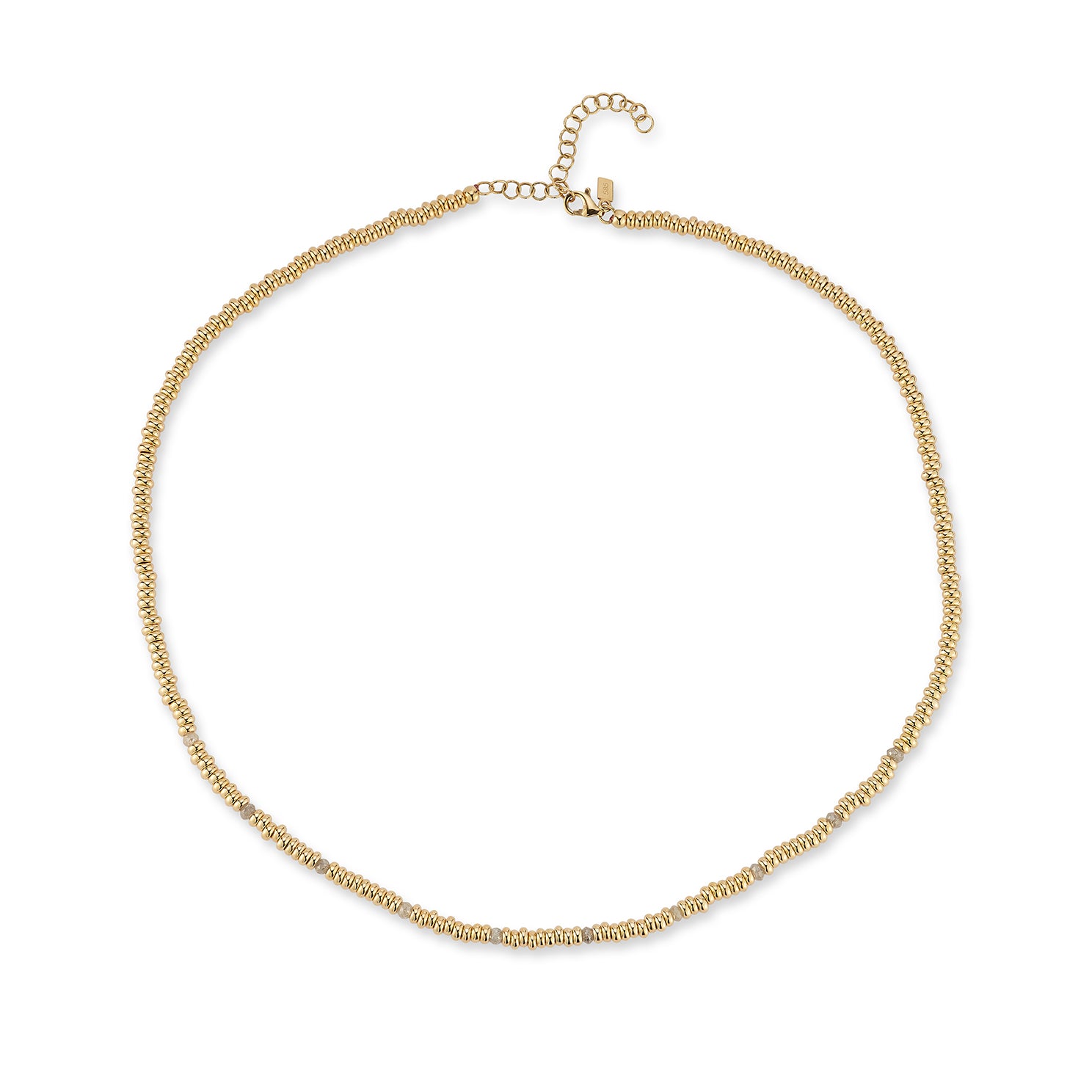 Birthstone Bead Necklace In Diamond in 14k yellow gold