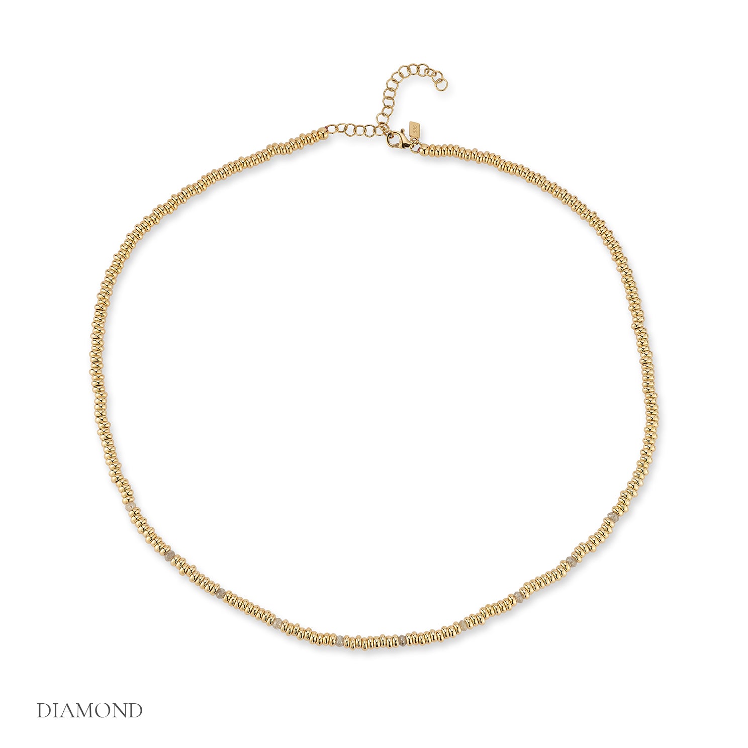 Birthstone Bead Necklace In Diamond in 14k yellow gold