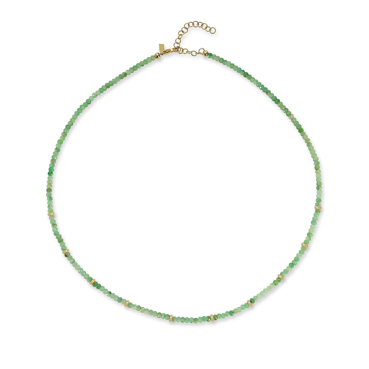 Birthstone Bead Necklace In Emerald with 14k yellow gold chain