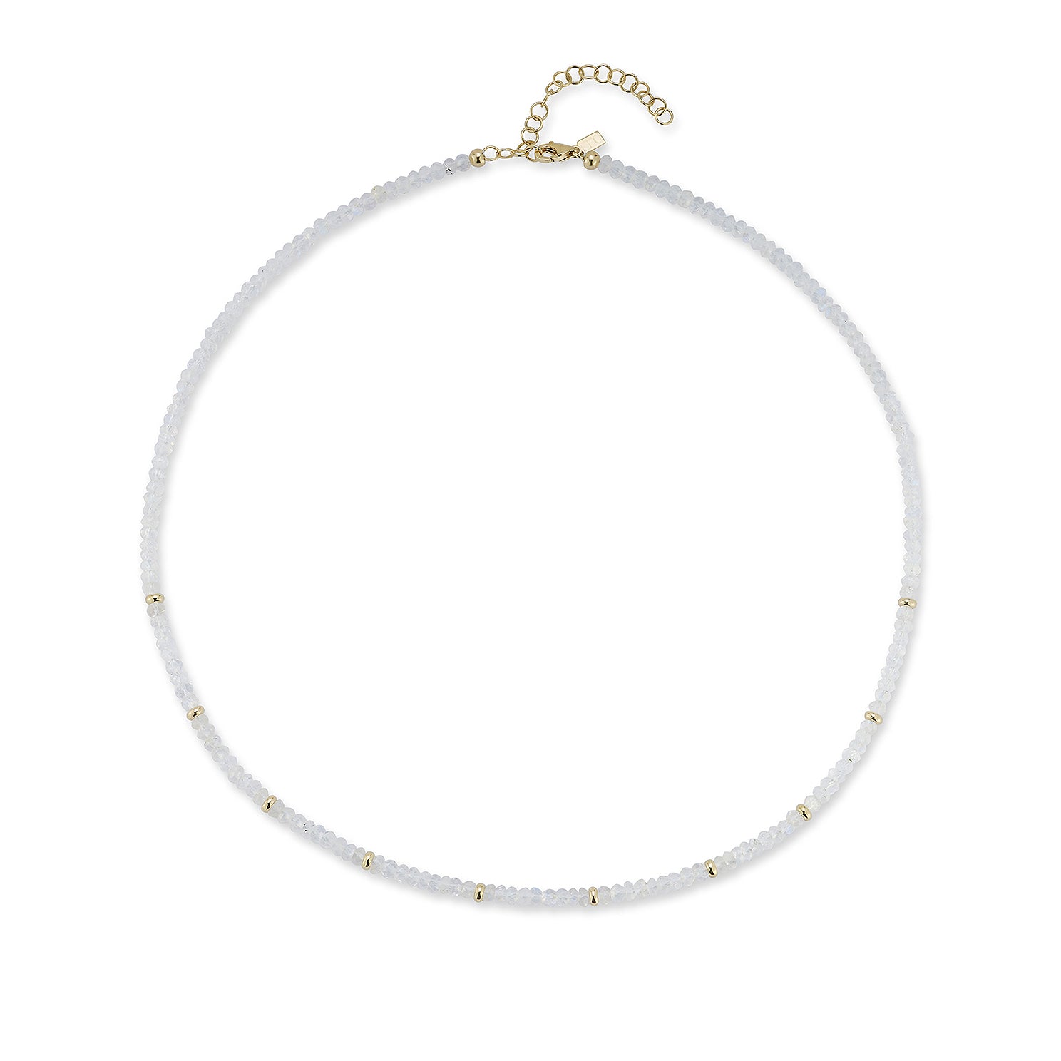 Birthstone Bead Necklace In Moon Stone with 14k yellow gold chain