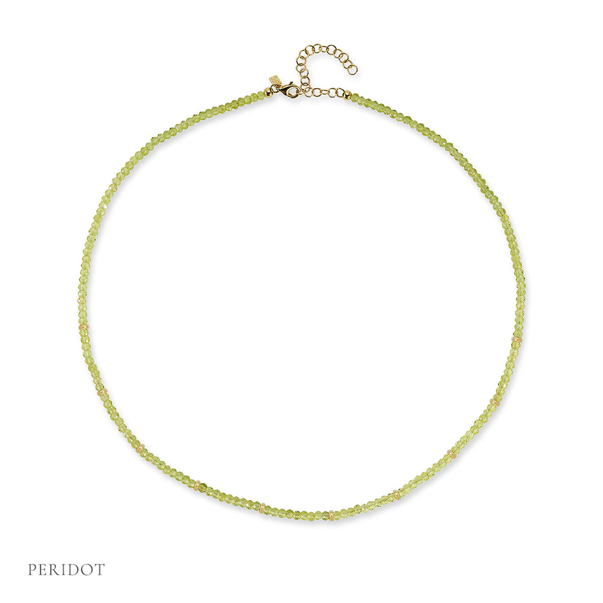 Birthstone Bead Necklace In Peridot with Period label