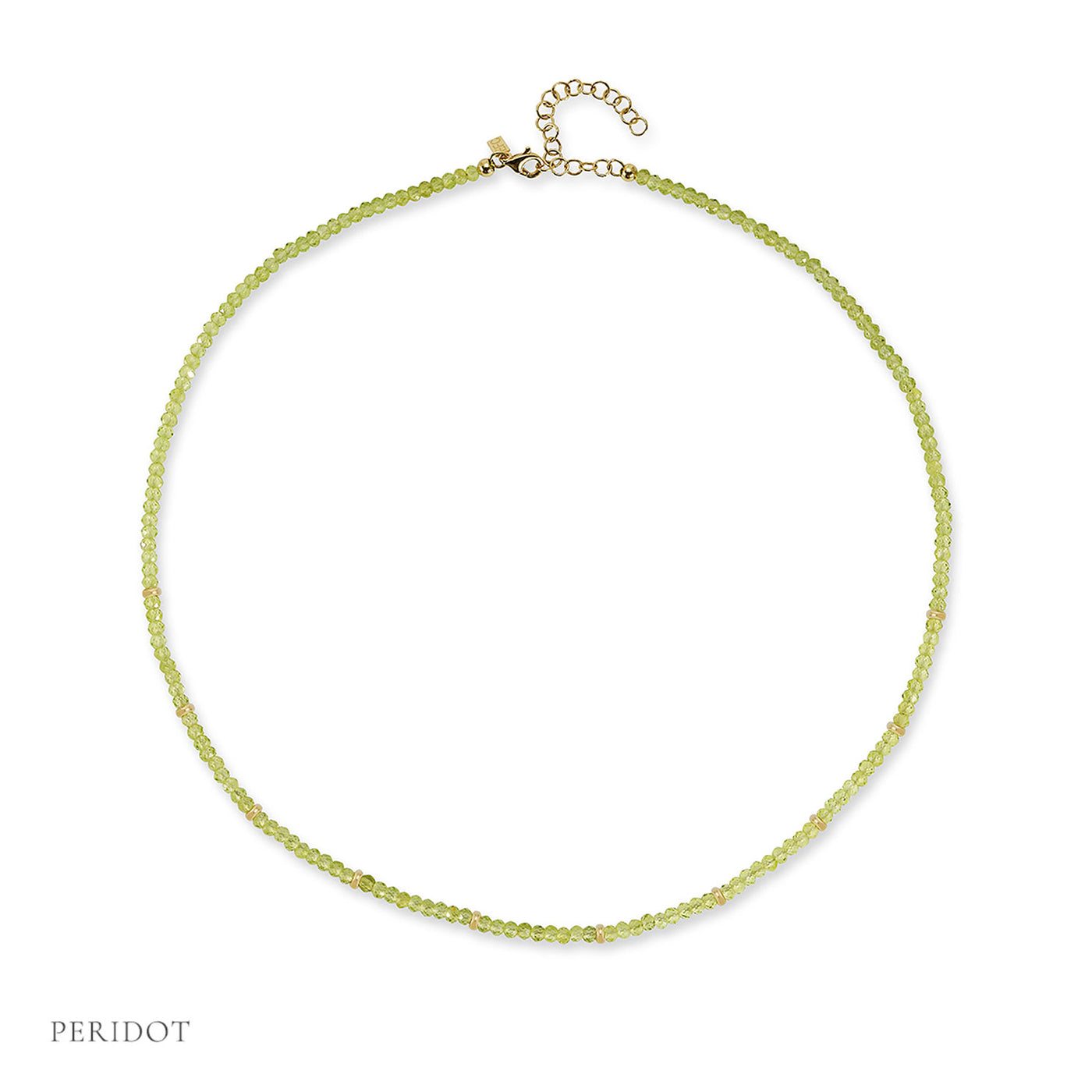 Birthstone Bead Necklace In Peridot with Period label