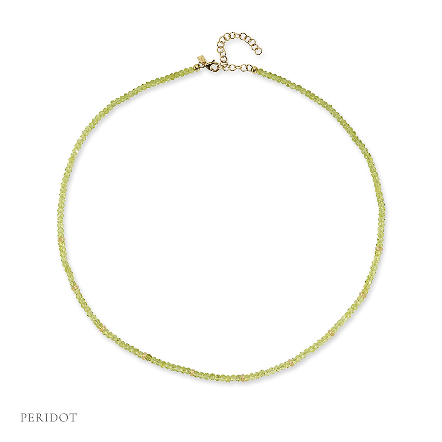 Birthstone Bead Necklace In Peridot with Period label