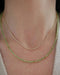 Birthstone Bead Necklace In Peridot styled on neck of model
