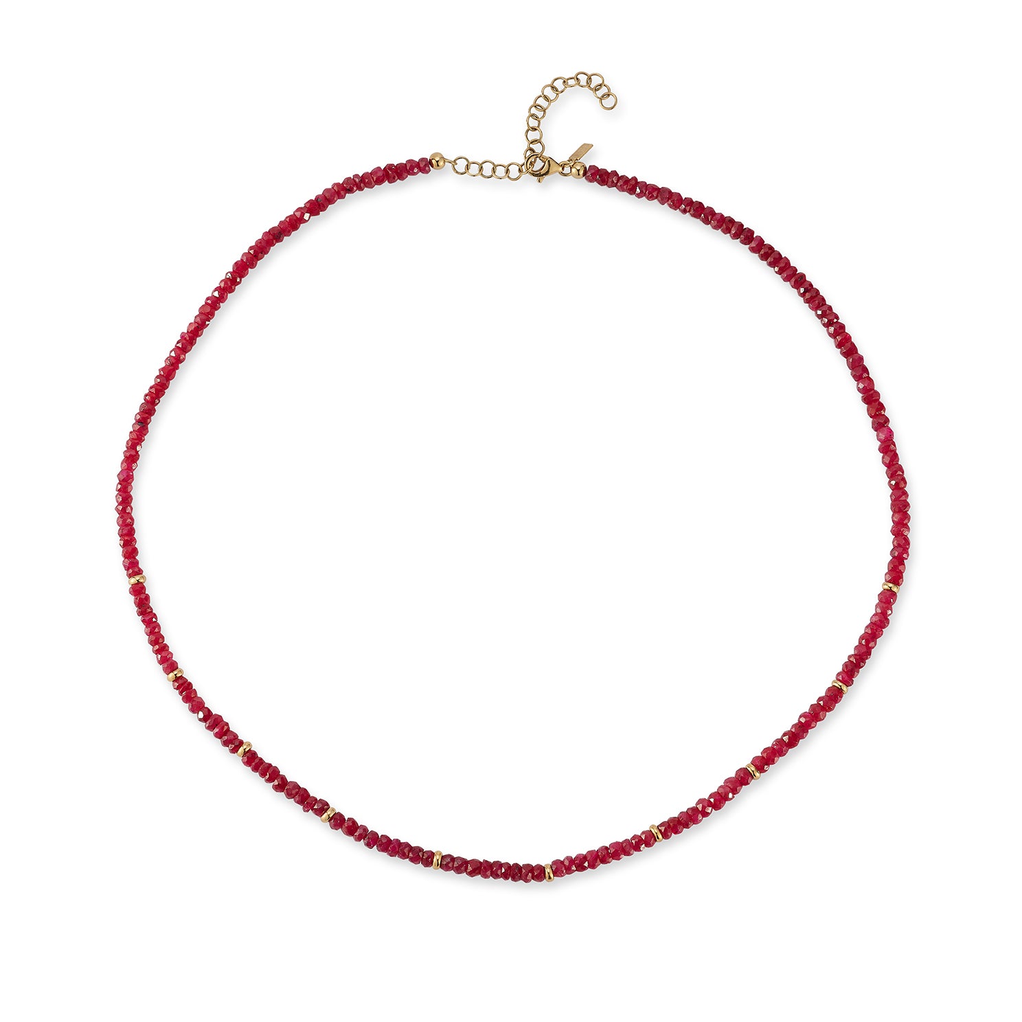 Birthstone Bead Necklace In Ruby in 14k yellow gold