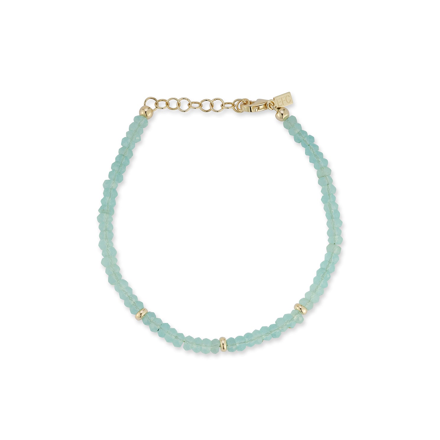 Birthstone Bead Bracelet In Chalcedony with 14k yellow gold chain